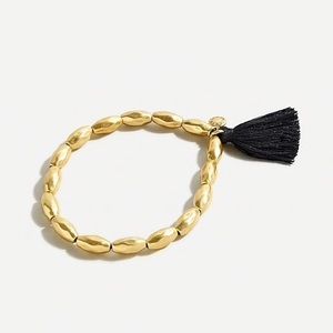 NWT J.Crew Gold Bead and Black Tassel Bracelet